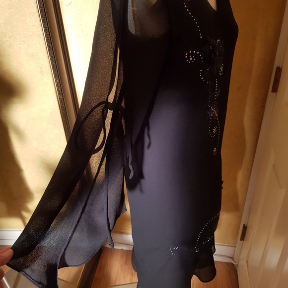 LOVE USA cute black dress chiffon sleeve 3… - Picture 3 of 8